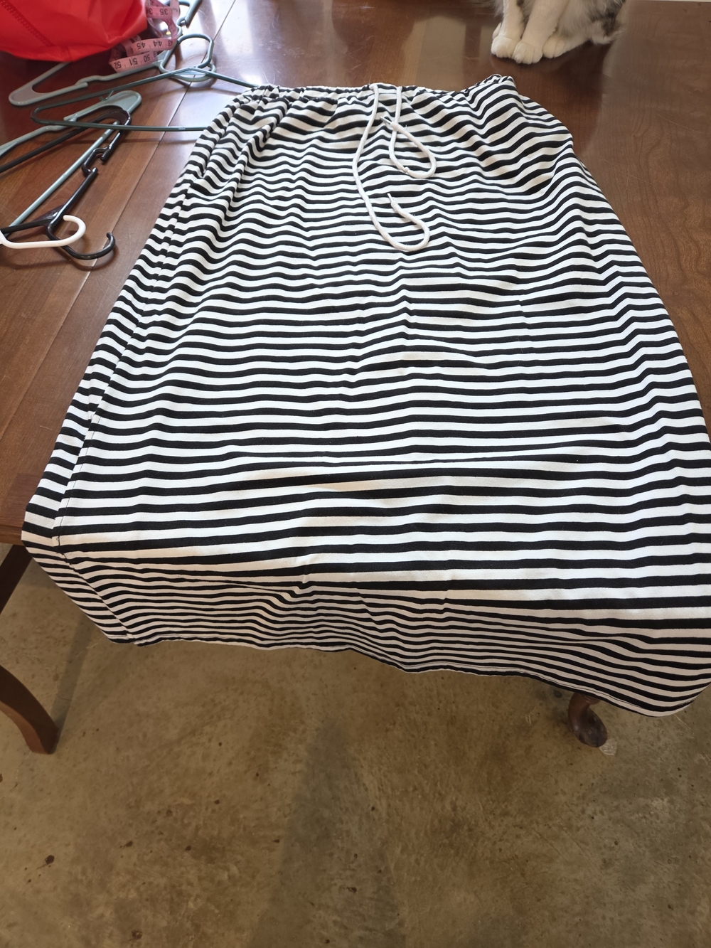 SHEIN Black and White Striped Drawstring Waist Skirt